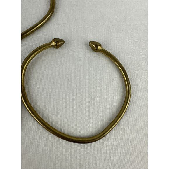 Vintage Brass Hand Forged Brutalist Spike Tip Cuff Bracelet Set of 3 Steampunk - Picture 6 of 7
